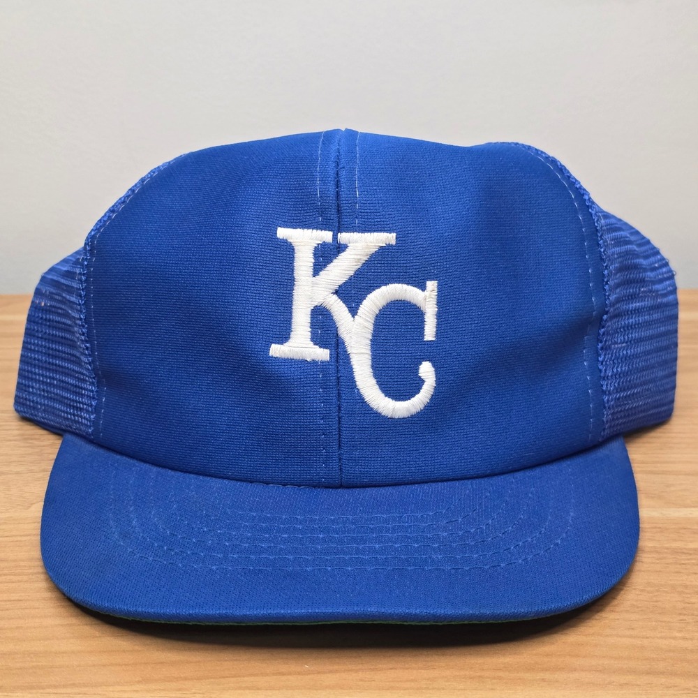 Vintage 80s‎ Kansas City Royals Trucker Hat Baseball Cap Mesh Snapback Blue